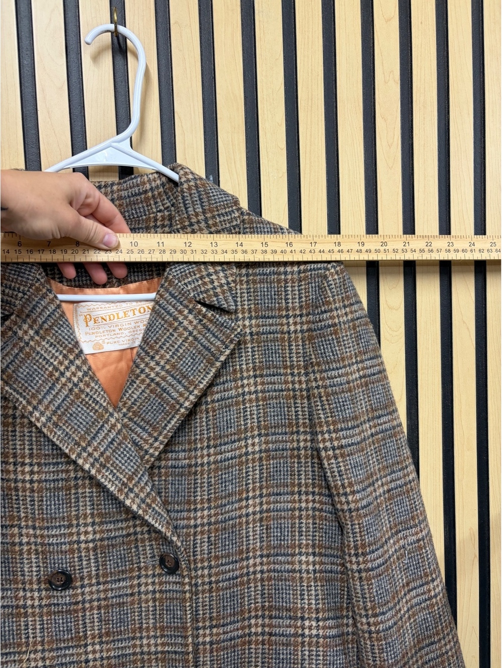 Pendleton Vintage Wool Plaid Double-Breasted Overcoat - Picture 7 of 7